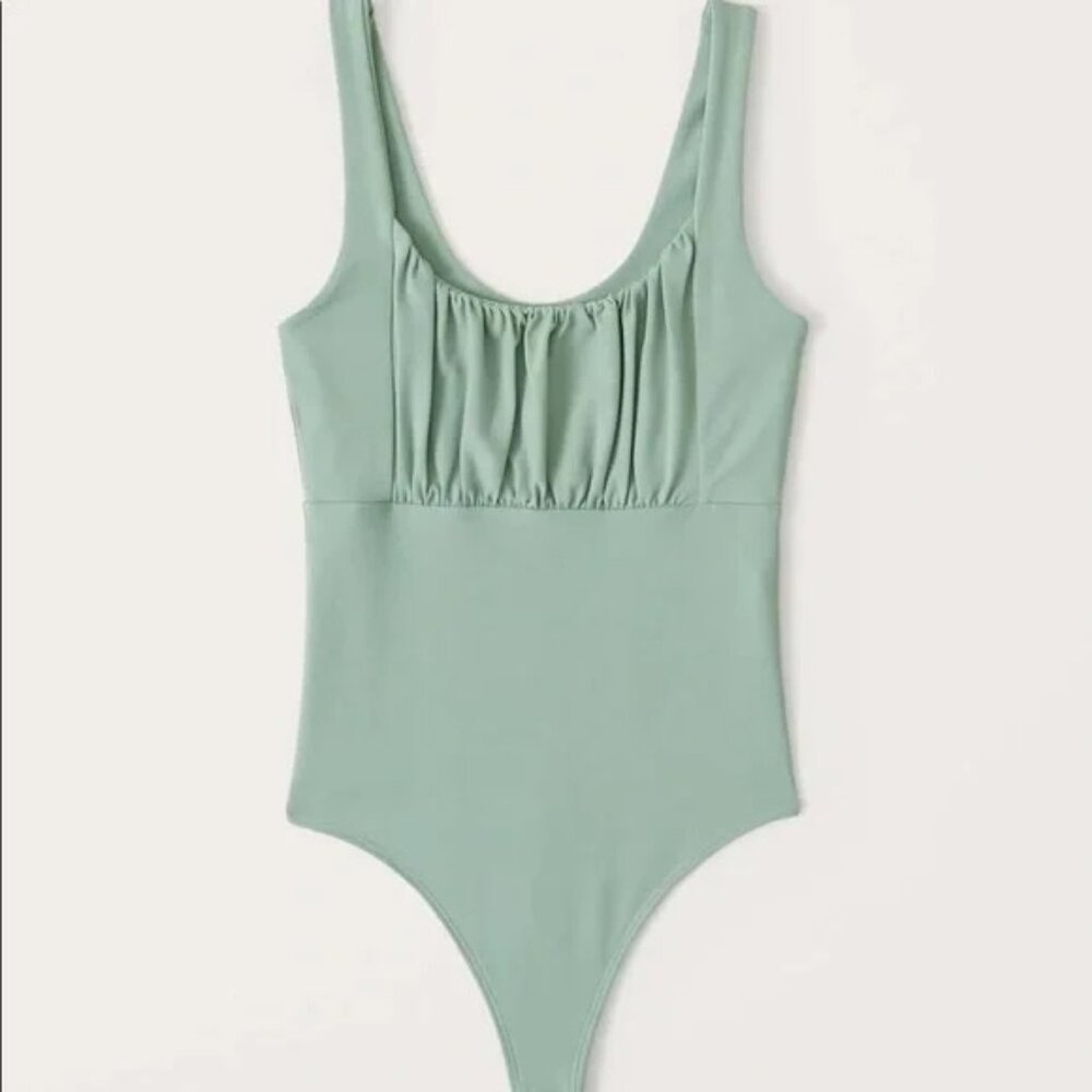 Abercrombie green Seamless Ruched Bodysuit, size small